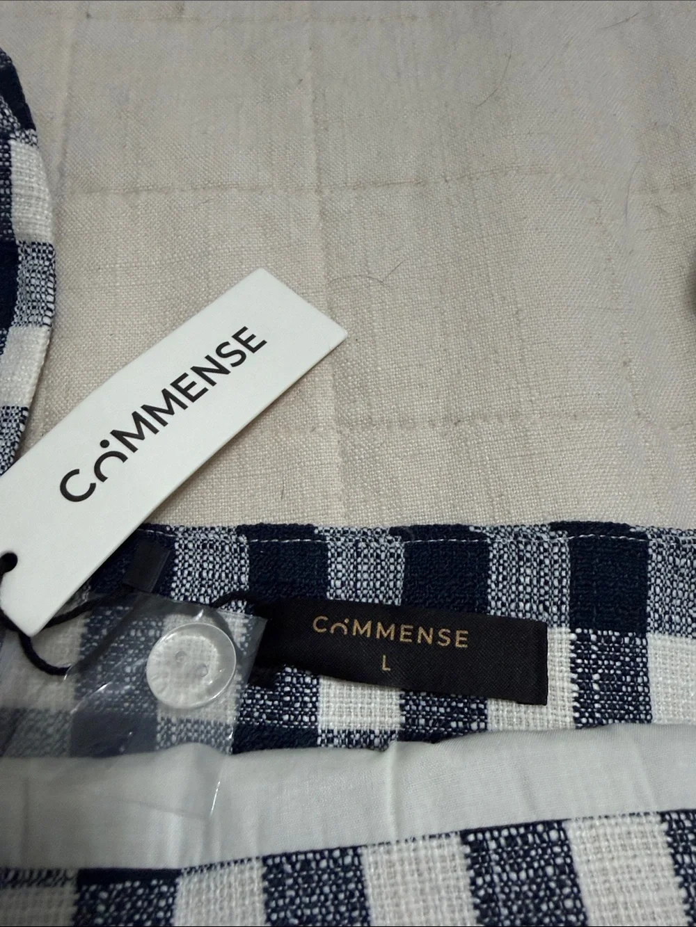 Commense Navy & White Gingham Scallop Crop Top and Shorts Set